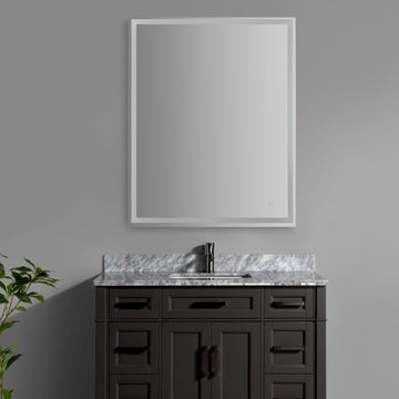 Pax Rectangular Frameless Anti-Fog Aluminum Front/Back-lit Tri-color LED Bathroom Vanity Mirror with Smart Touch Control - JONATHAN Y